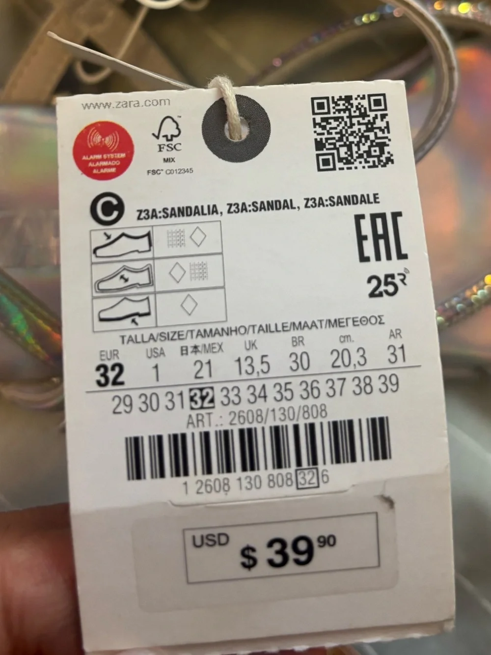 NWT Zara Iridescent Silver Holographic Strappy Sandals
